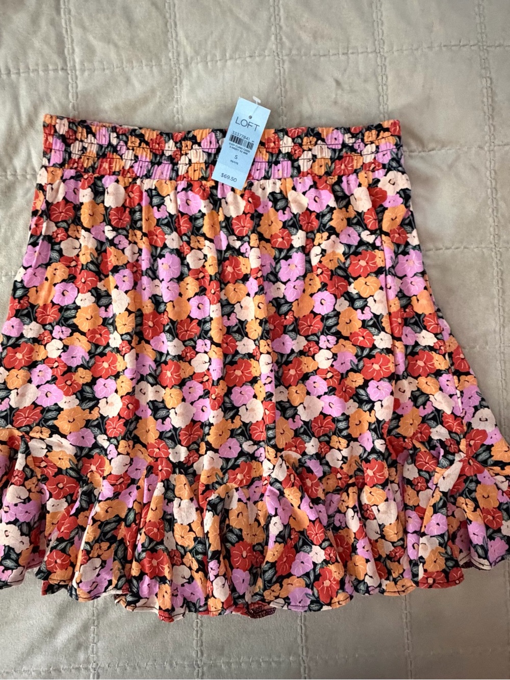 LOFT Petites Floral Ruffle Hem Skirt Size Small Petite NWT